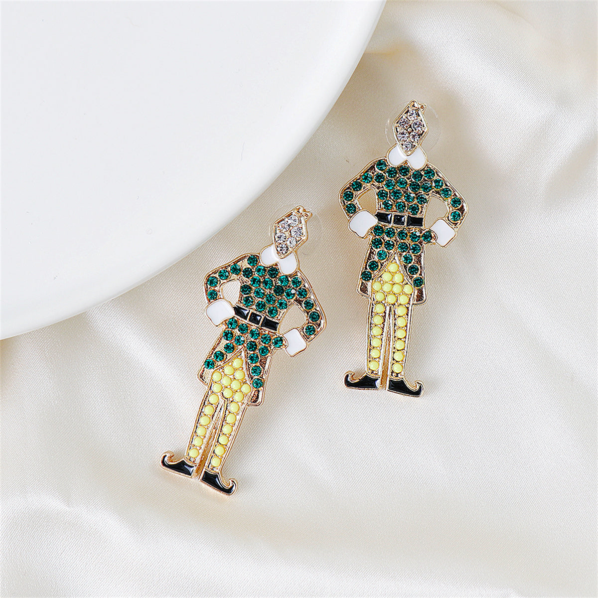 Green Cubic Zirconia & 18K Gold-Plated Elf Drop Earrings