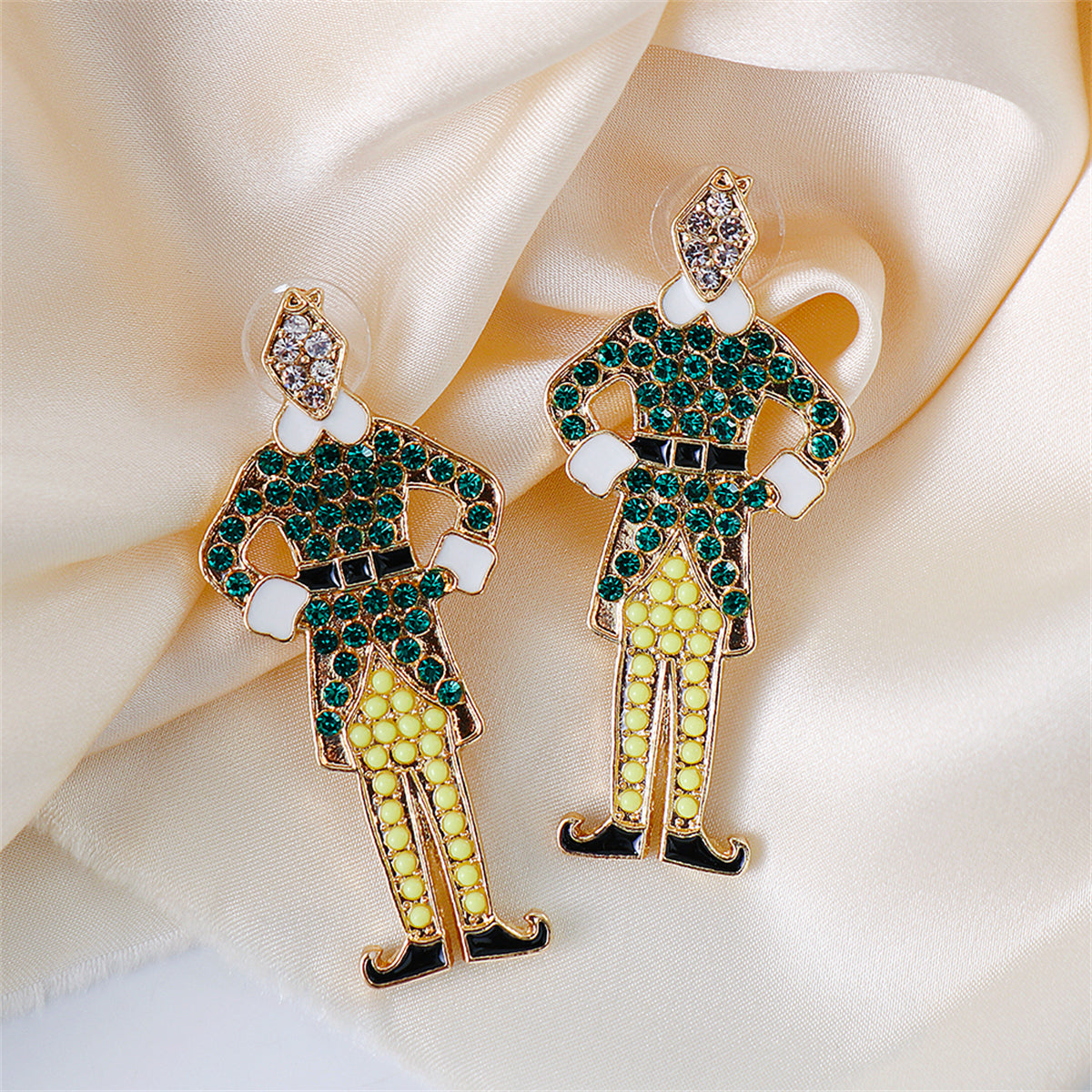 Green Cubic Zirconia & 18K Gold-Plated Elf Drop Earrings