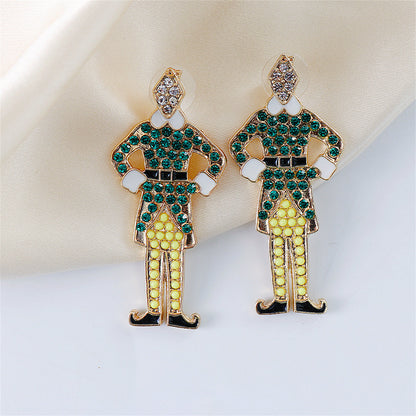 Green Cubic Zirconia and 18K Gold-Plated Elf Drop Earrings, gold drop earrings for women, vintage-inspired design, side view