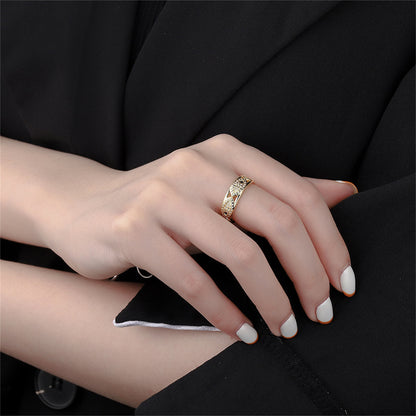 Cubic Zirconia and 18K Gold-Plated Eye Open Band Ring, gold statement rings for women, elegant gift for her, lifestyle look