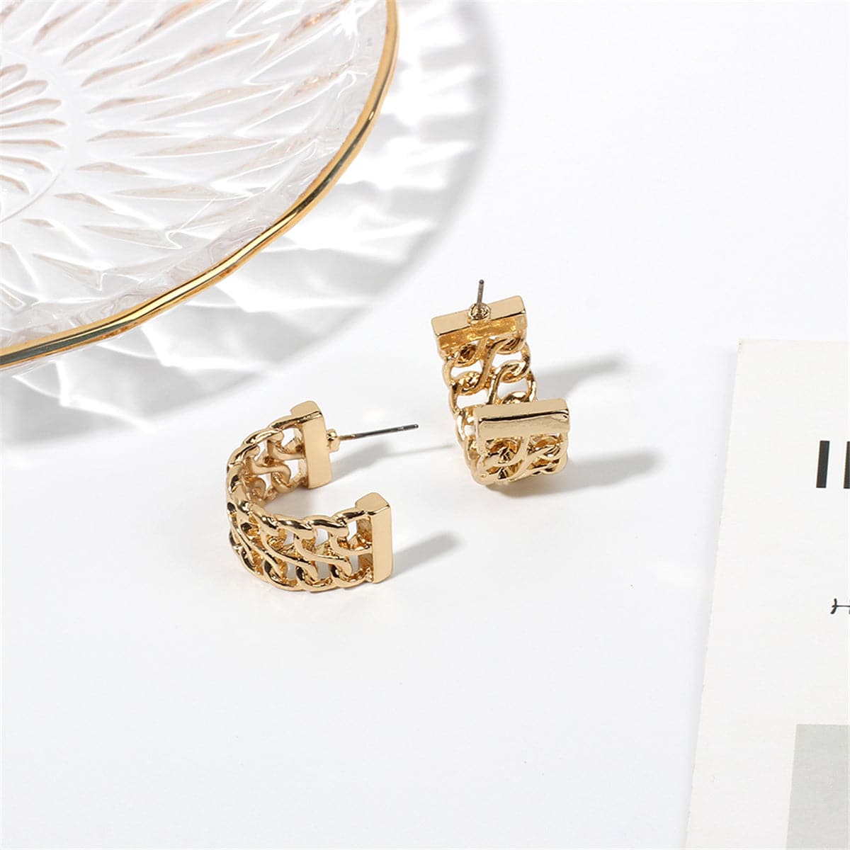 18K Gold-Plated Weaving Huggie Earrings