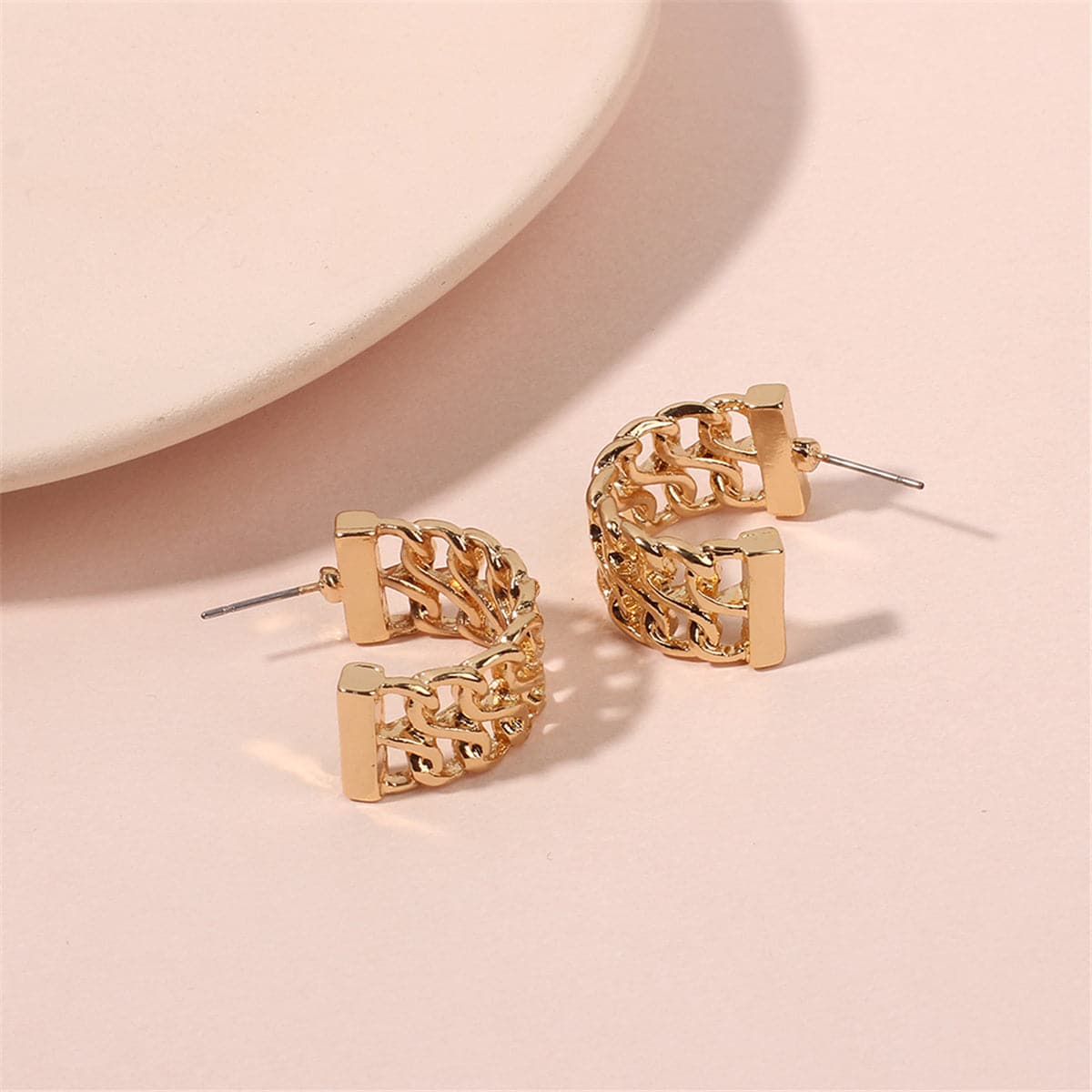 18K Gold-Plated Weaving Huggie Earrings