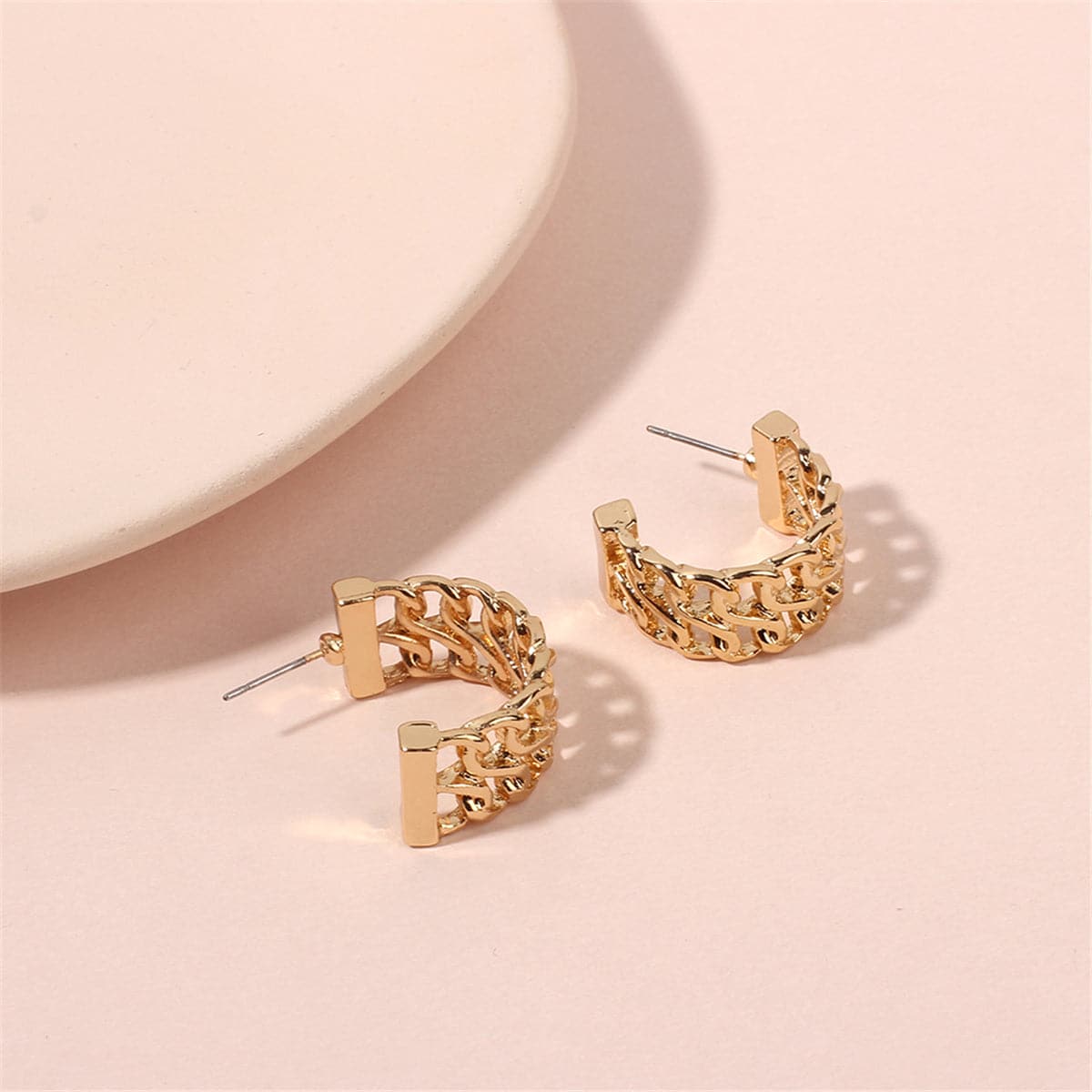 18K Gold-Plated Weaving Huggie Earrings