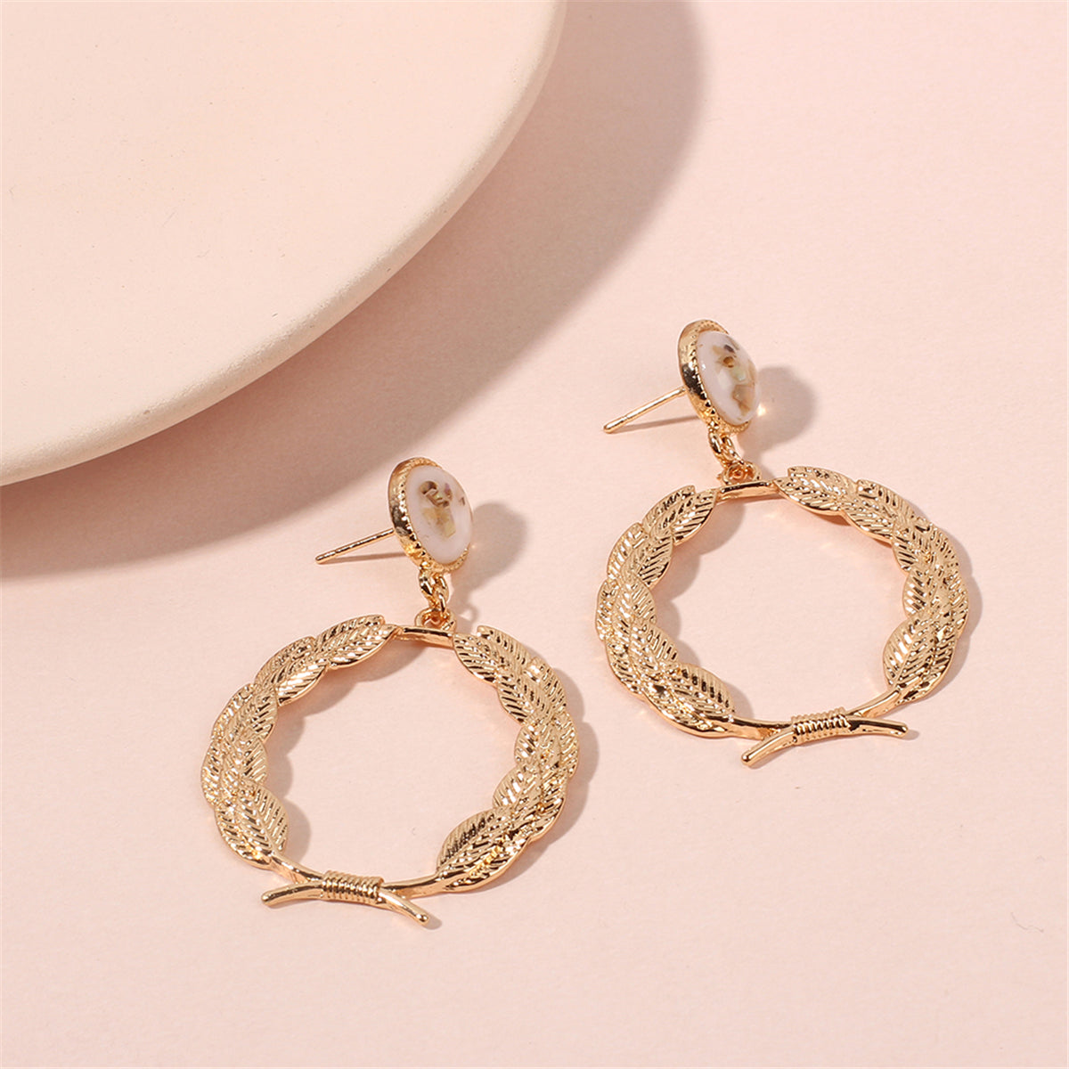 Resin & 18K Gold-Plated Leaf Drop Earrings