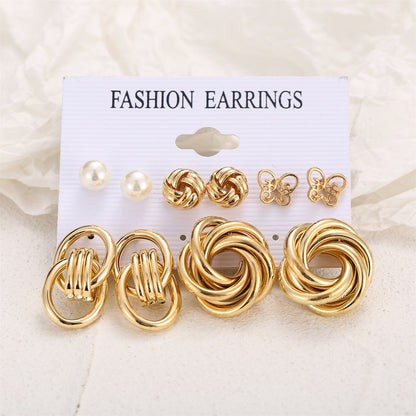 Pearl and 18K Gold-Plated Open Butterfly Stud Earrings Set, gold stud earrings for women, detail close-up
