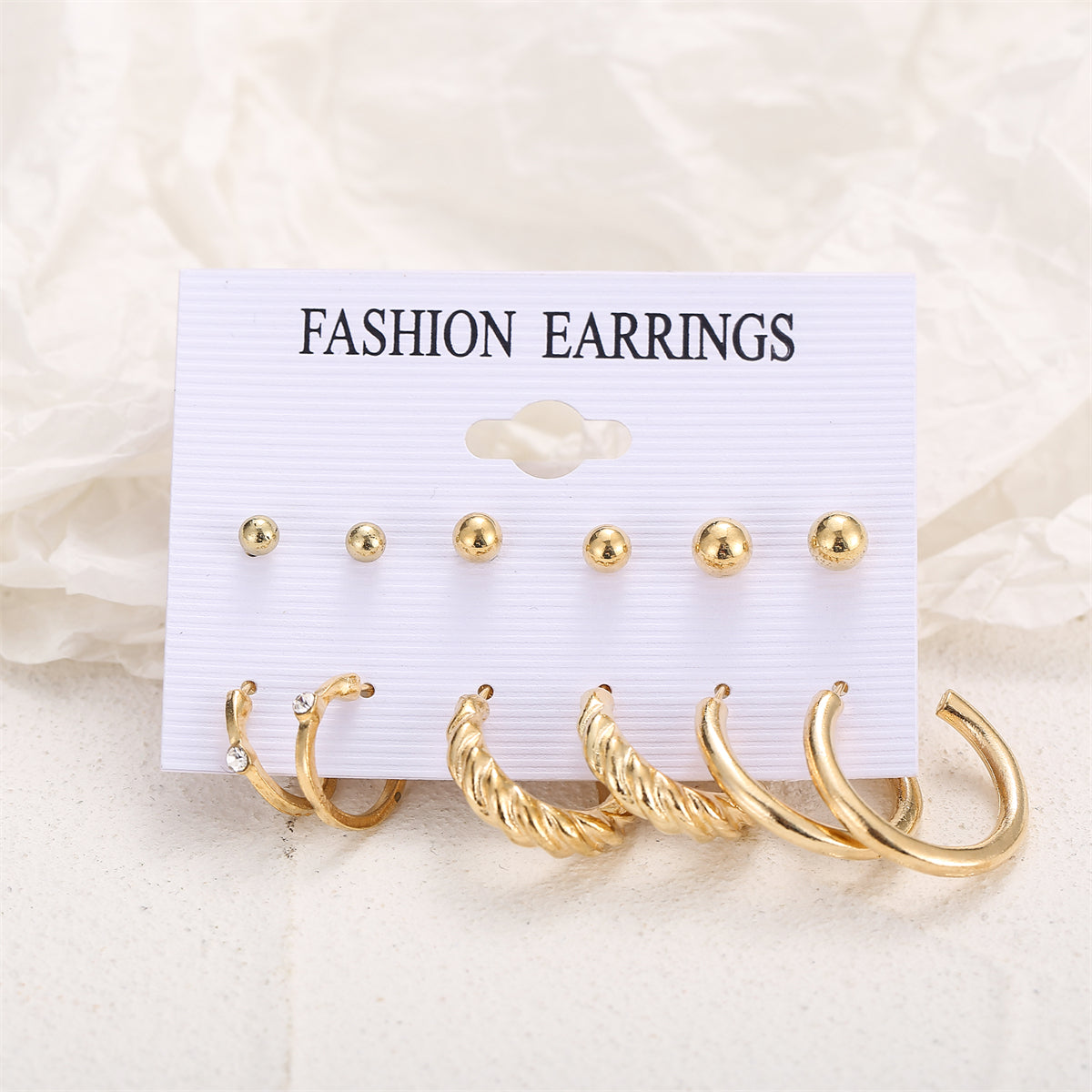 Cubic Zirconia & 18K Gold-Plated Twist Earrings Set