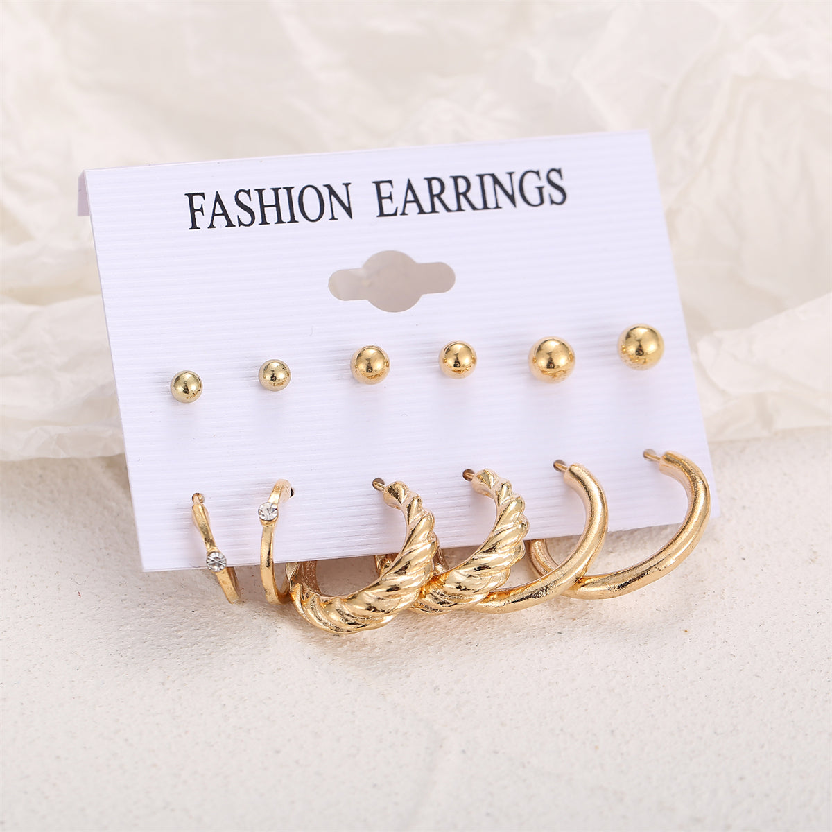 Cubic Zirconia & 18K Gold-Plated Twist Earrings Set