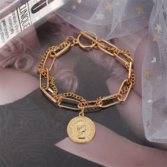 18K Gold-Plated Coin Layered Bracelet