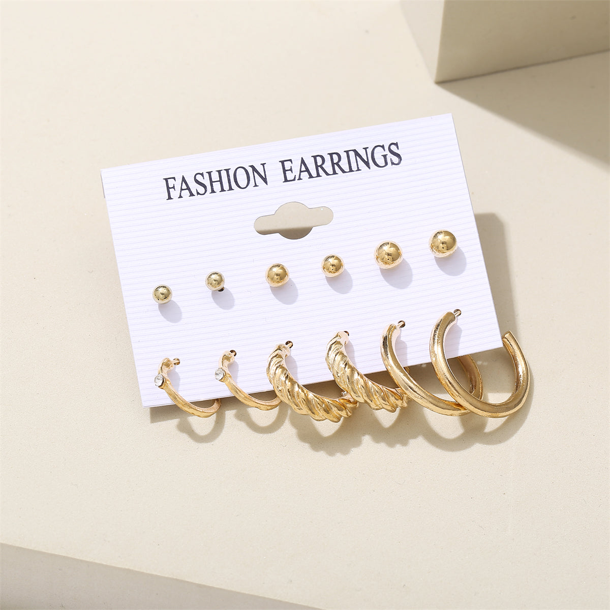Cubic Zirconia & 18K Gold-Plated Twist Earrings Set