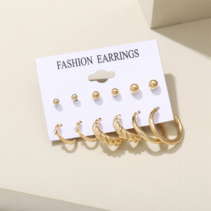 Cubic Zirconia & 18K Gold-Plated Twist Earrings Set