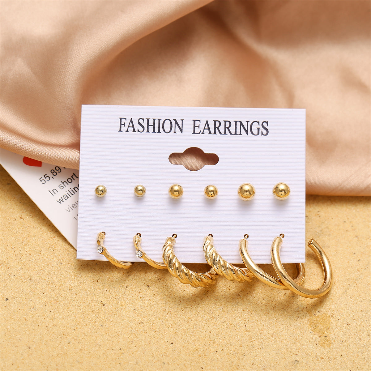 Cubic Zirconia & 18K Gold-Plated Twist Earrings Set