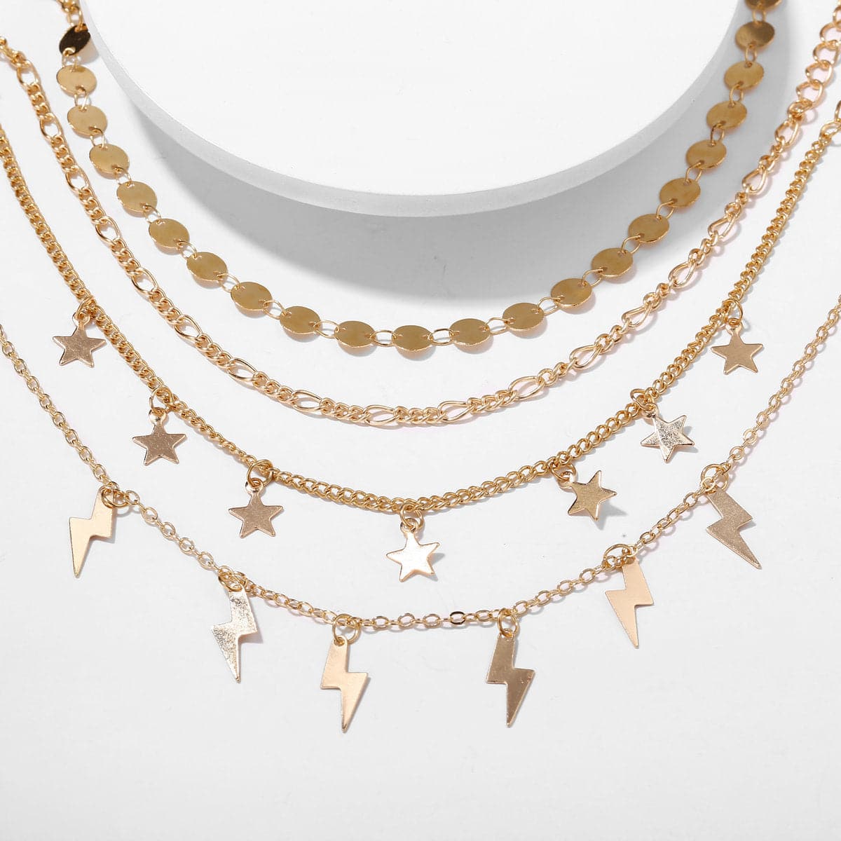 18K Gold-Plated Star & Lightning Station Anklet Set