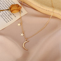 Goldtone Moon & Star Pendant Necklace