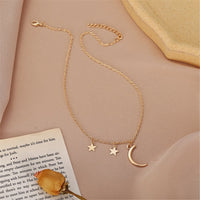 Goldtone Moon & Star Pendant Necklace