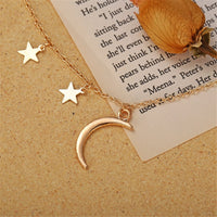 Goldtone Moon & Star Pendant Necklace