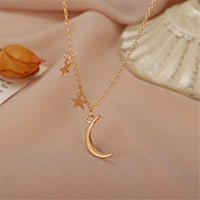 Goldtone Moon & Star Pendant Necklace