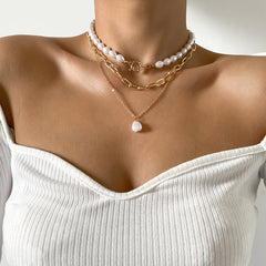 Pearl & 18K Gold-Plated Drop Layered Pendant Necklace