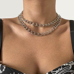 Silver-Plated Curb Chain Necklace Set