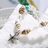 Blue & Silver-Plated Shell & Starfish Charm Anklet