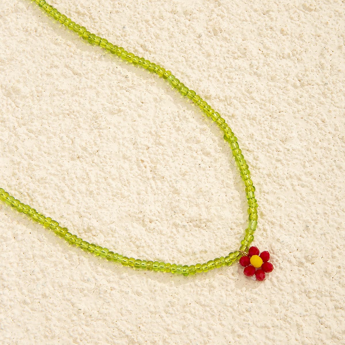 Green Acrylic & Howlite Beaded Flower Necklace