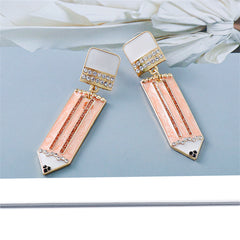 Cubic Zirconia & Enamel 18K Gold-Plated Pencil Drop Earrings