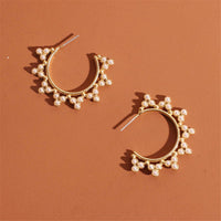 Pearl & 18K Gold-Plated Pointed Huggie Earrings