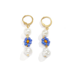 Blue Howlite & Pearl 18K Gold-Plated Drop Earrings