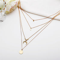 Goldtone Moon Pendant Layer Necklace
