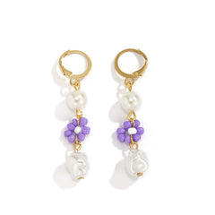 Purple Howlite & Pearl 18K Gold-Plated Drop Earrings