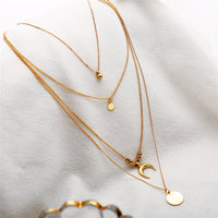 Goldtone Moon Pendant Layer Necklace