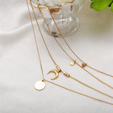 Goldtone Moon Pendant Layer Necklace