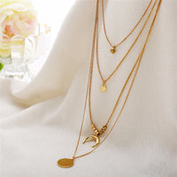 Goldtone Moon Pendant Layer Necklace