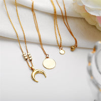Goldtone Moon Pendant Layer Necklace