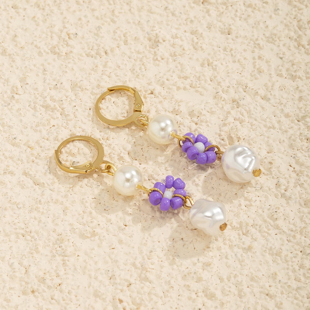 Purple Howlite & Pearl 18K Gold-Plated Drop Earrings