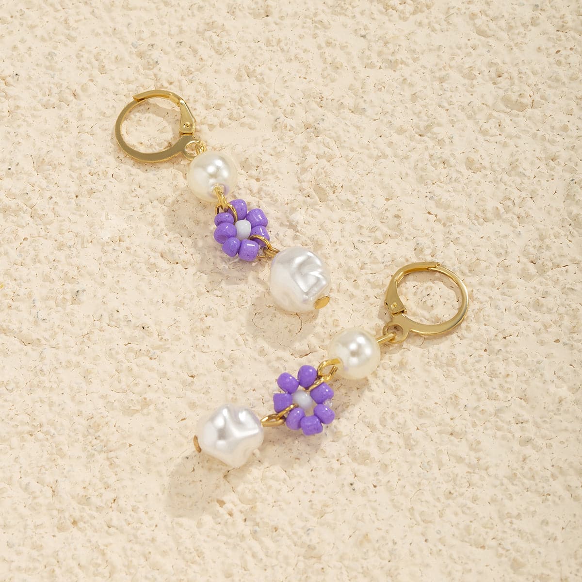 Purple Howlite & Pearl 18K Gold-Plated Drop Earrings