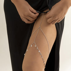 Nylon & Silver-Plated Star Layered Leg Chain