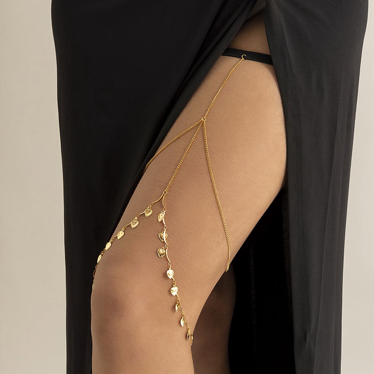 18K Gold-Plated Heart Layered Leg Chain