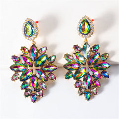Green & Pink Crystal Cubic Zirconia Marquise-Cut Drop Earrings