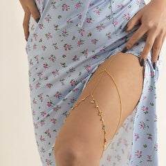 Cubic Zirconia & Nylon 18K Gold-Plated Cherry Layered Leg Chain