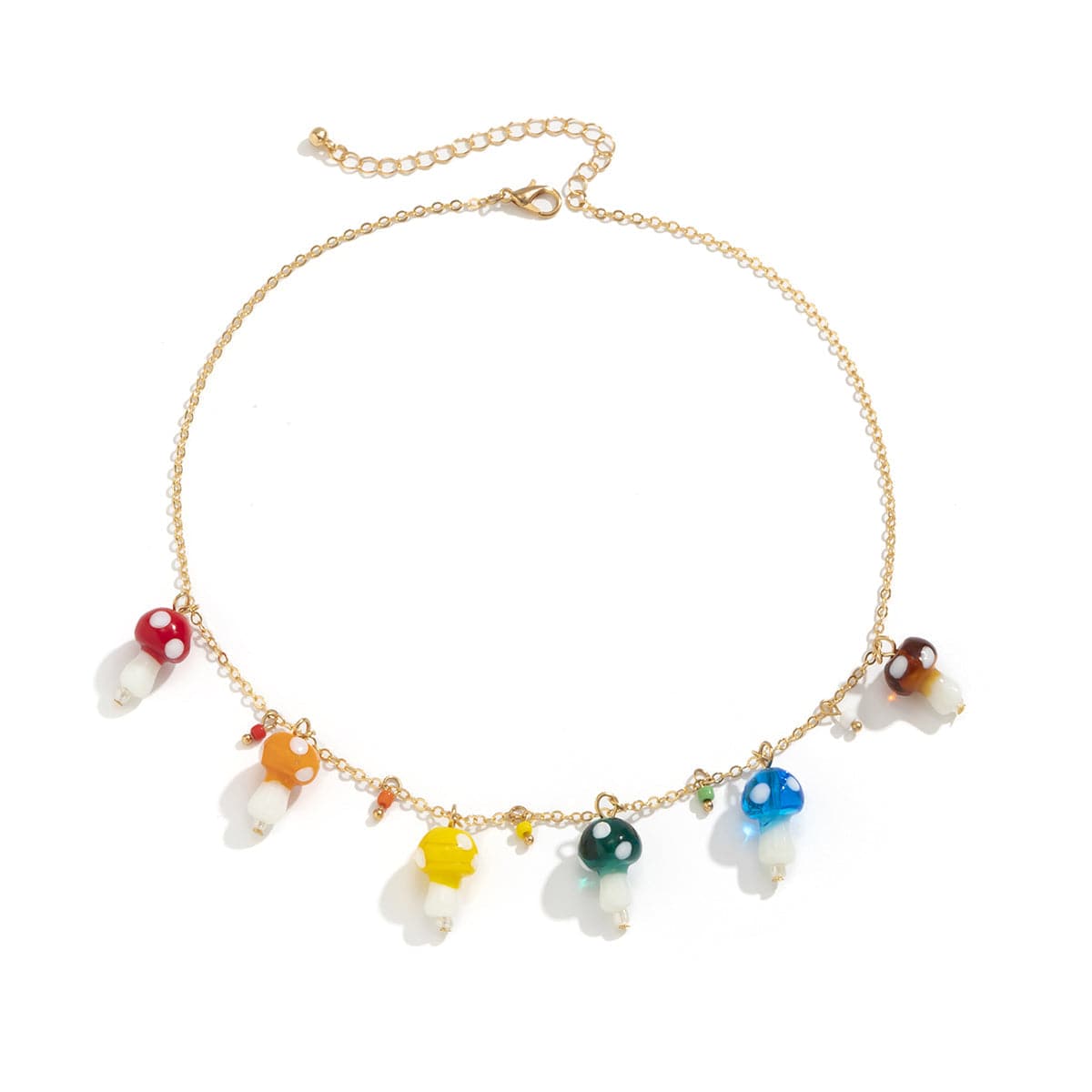 Resin & 18K Gold-Plated Multicolor Mushroom Station Necklace