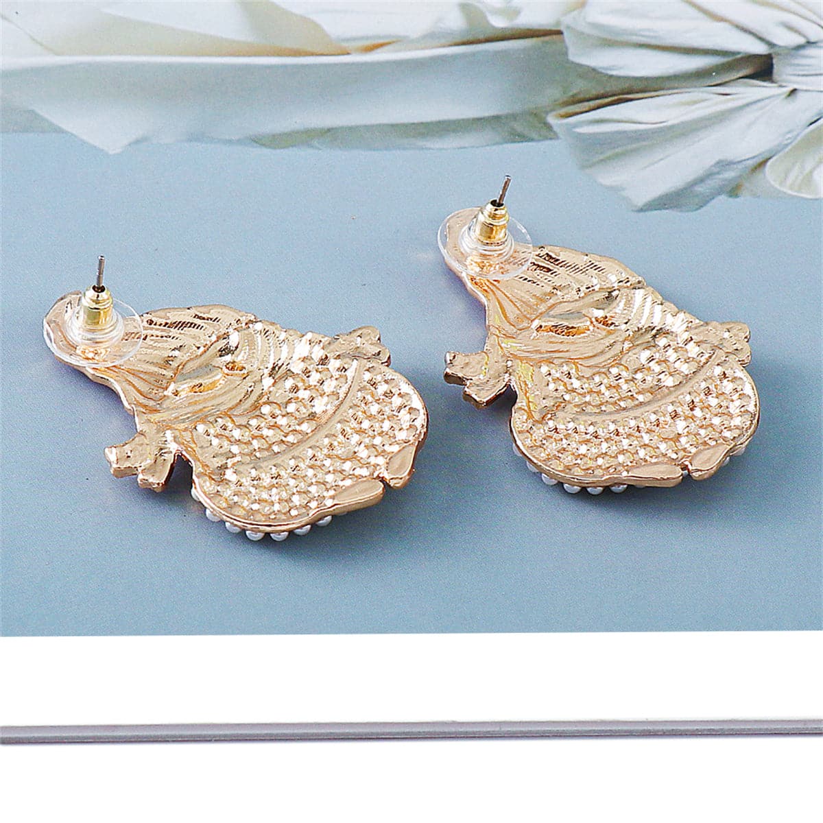 Black Cubic Zirconia & Pearl 18K Gold-Plated Snowman Stud Earrings
