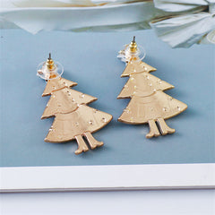 Crystal & Cubic Zirconia Enamel 18K Gold-Plated Scarf Tree Stud Earrings