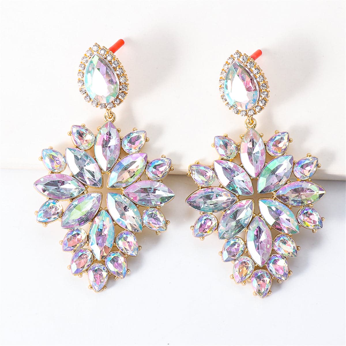 Crystal & Cubic Zirconia Marquise Cluster Drop Earrings