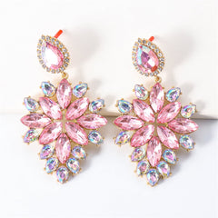 Pink Crystal & Cubic Zirconia Marquise-Cut Drop Earrings