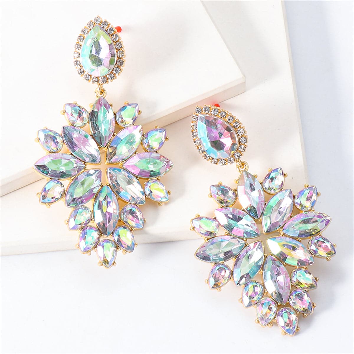 Crystal & Cubic Zirconia Marquise Cluster Drop Earrings