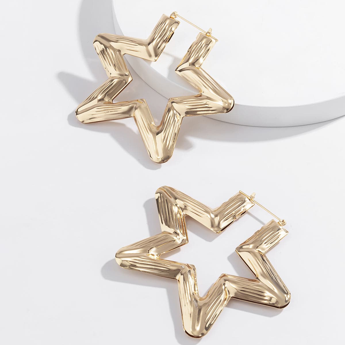 18K Gold-Plated Star Hoop Earrings, dainty minimalist design, lifestyle look