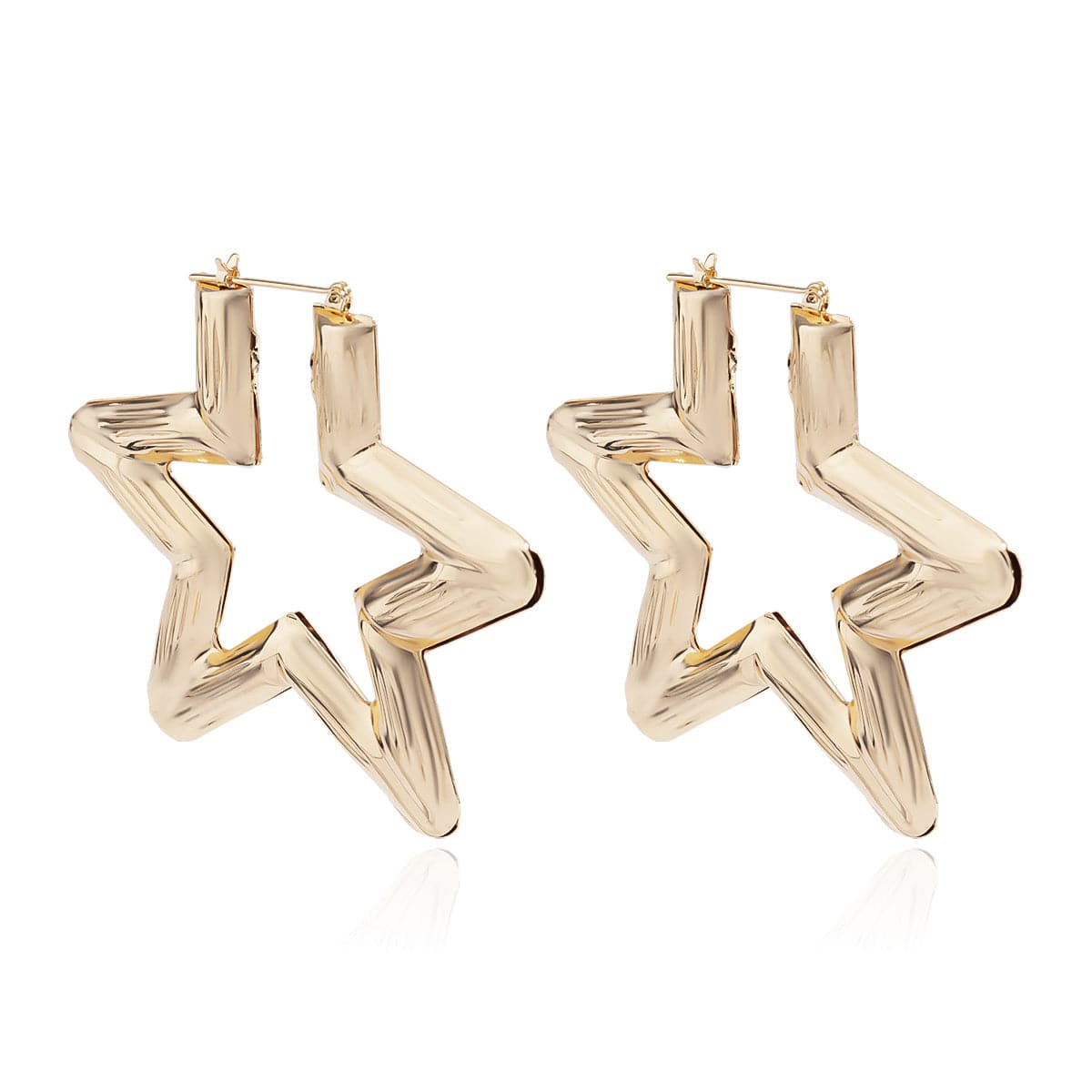 18K Gold-Plated Star Hoop Earrings, dainty minimalist design, side view