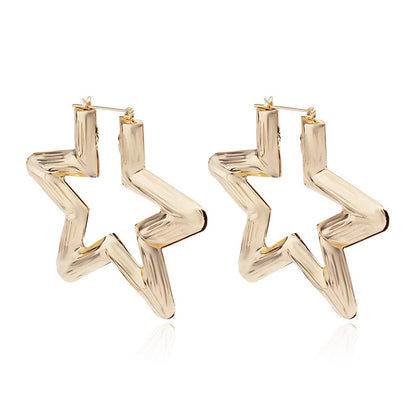 18K Gold-Plated Star Hoop Earrings, dainty minimalist design, side view