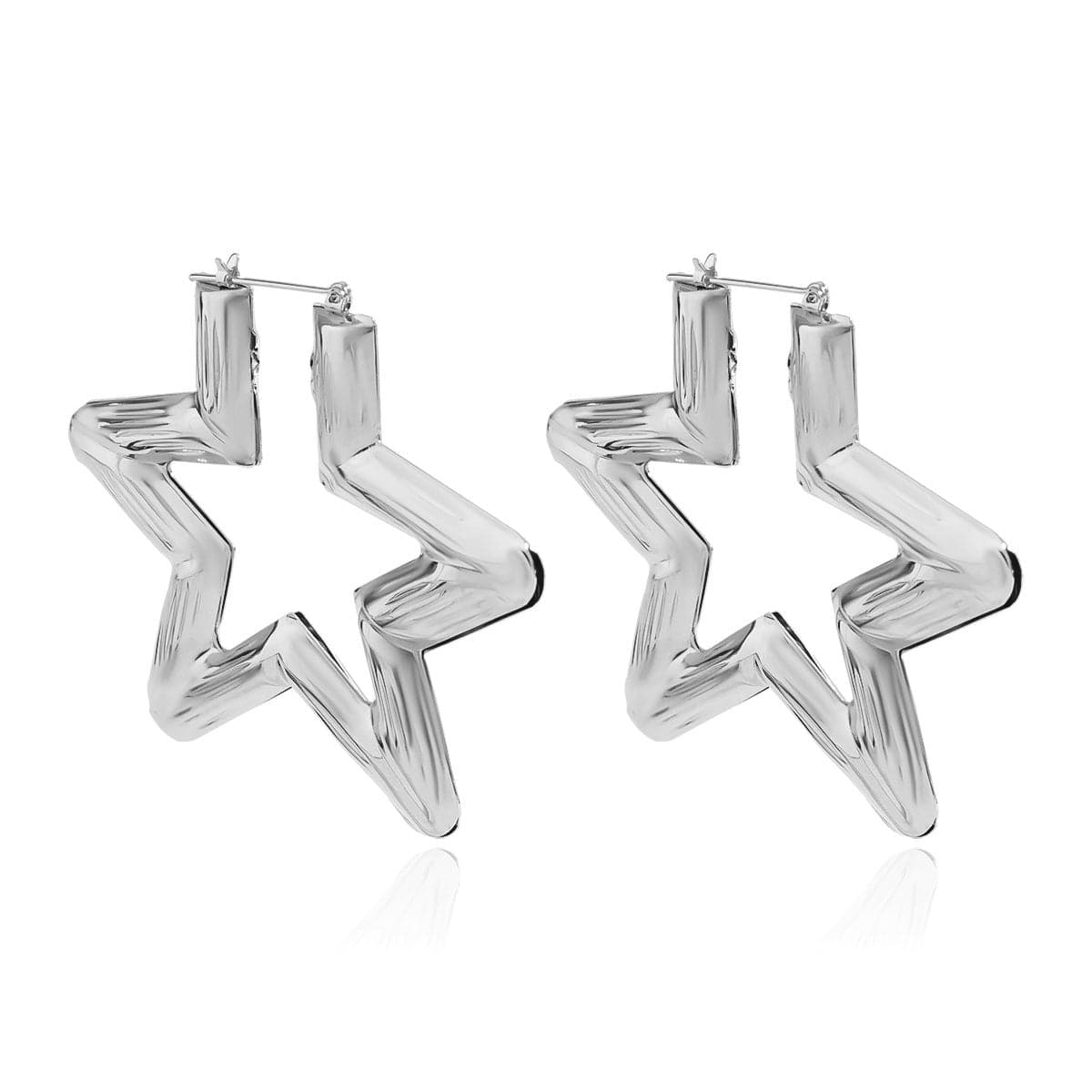 Silver-Plated Star Hoop Earring, dainty minimalist design, side view