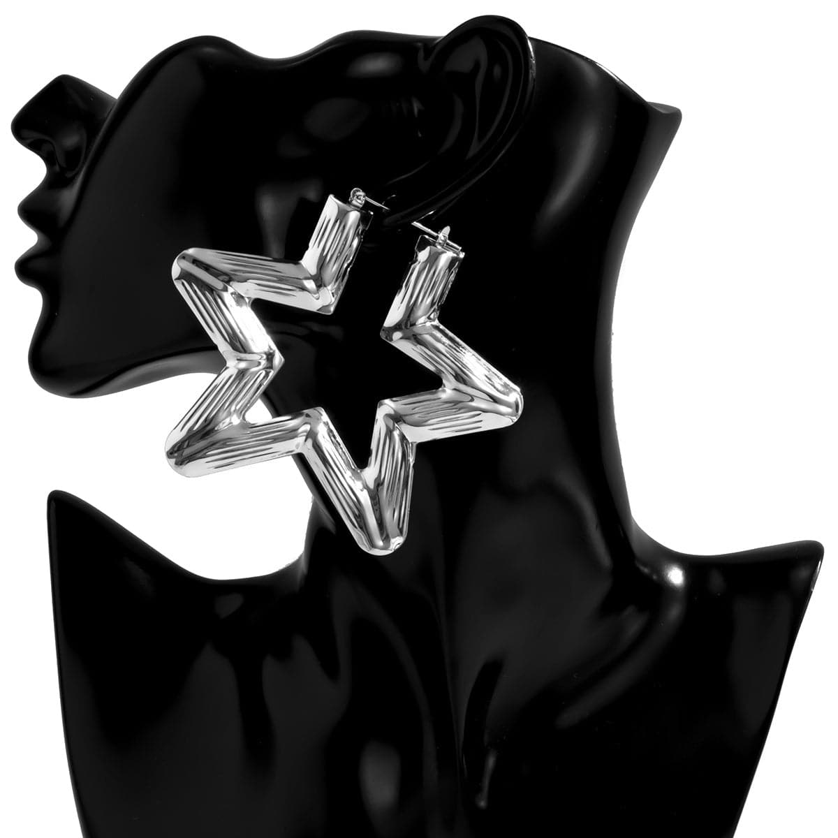 Silver-Plated Star Hoop Earring